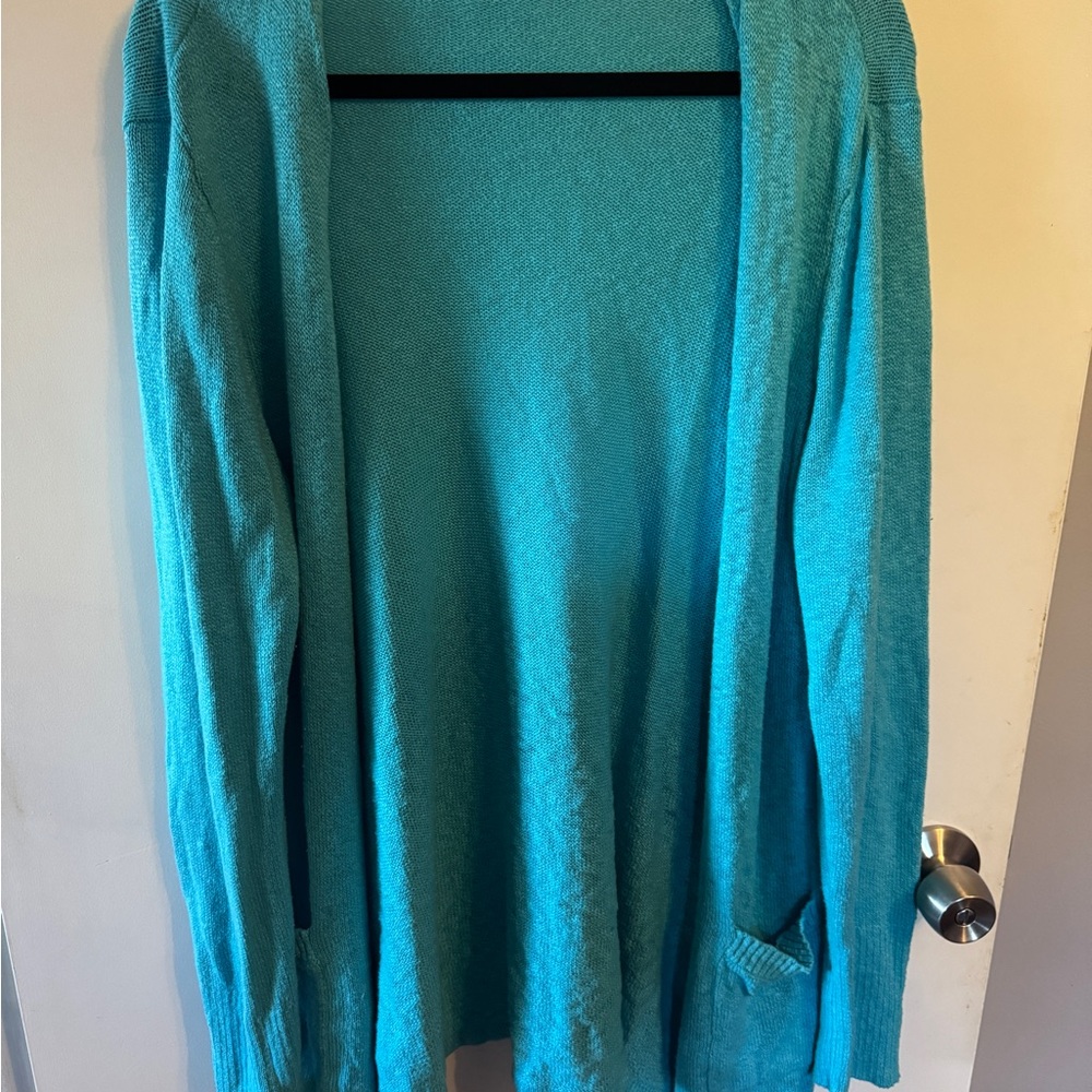 Lilly Pulitzer Turquoise Open-Front Cardigan